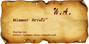 Wimmer Arnó névjegykártya